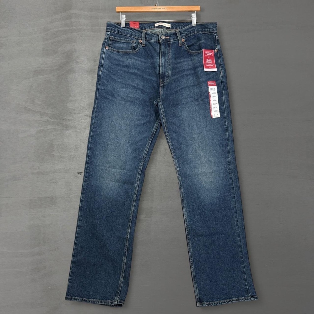 NEW Levi's Strauss Signature Jeans Blue Relaxed Straight Comfort Flex 36x34